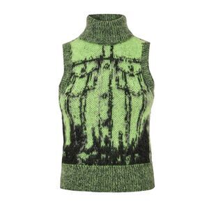 Diesel Womens/Ladies Sifnos Abstract Knitted Turtle Neck Tank Top / Lime Punch